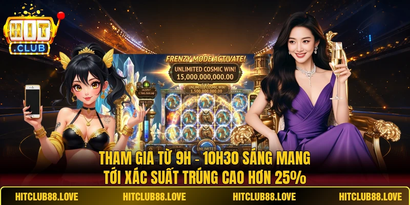 Tham gia từ 9h - 10h30 sáng mang tới xác suất trúng cao hơn 25%